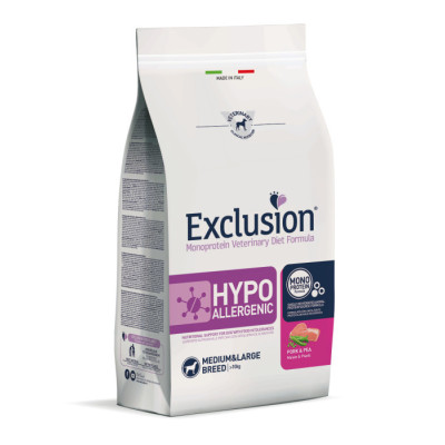 Exclusion Diet Hypoallergenic Medium/Large Breed Maiale e Piselli 12 kg