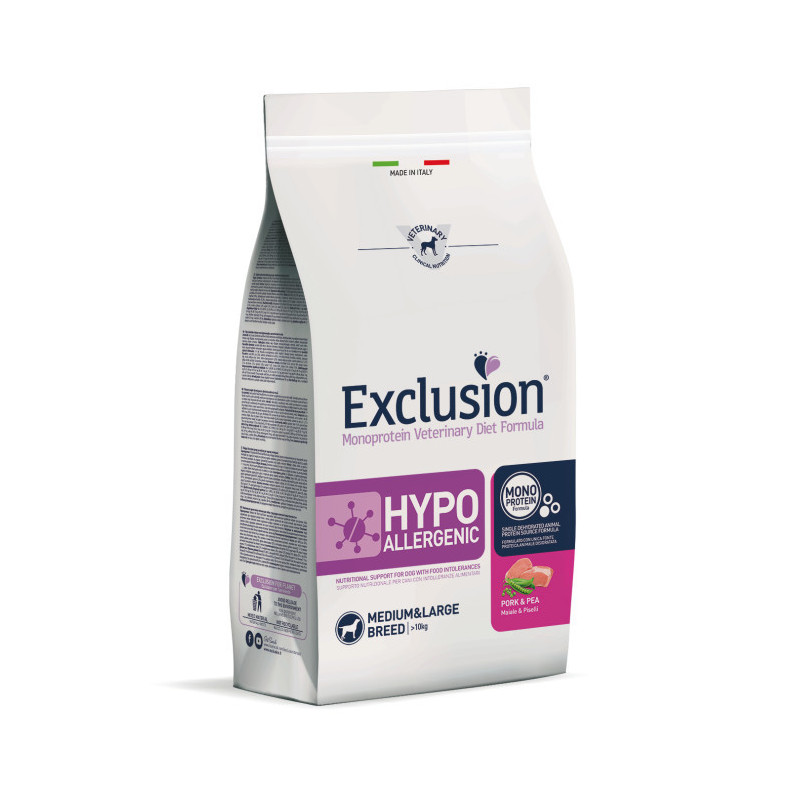 Exclusion Diet Hypoallergenic Medium/Large Breed Maiale e Piselli 2 kg