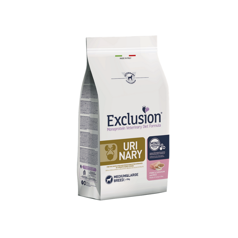 Exclusion Diet Urinary Medium/Large Maiale Sorgo e Riso 2 kg Exclusion Diet Urinary Medium/Large Maiale Sorgo e Riso 2 kg