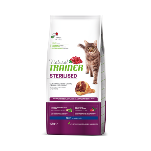 Natural trainer Sterilised gatto Adult con prosciutto crudo 10 kg