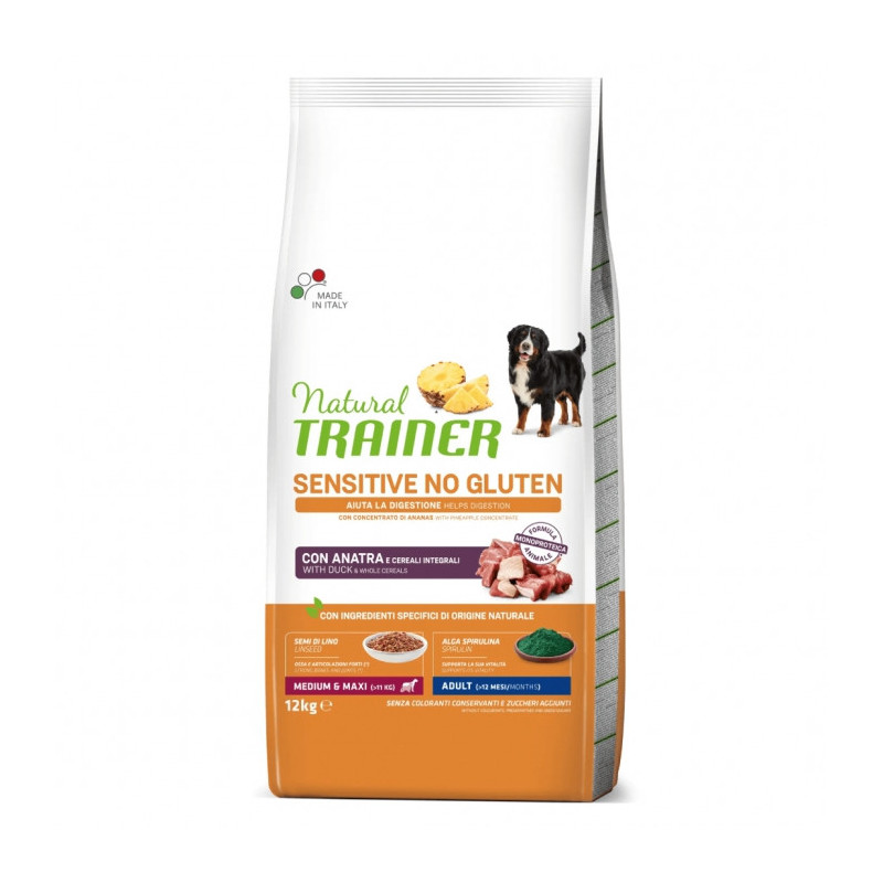 Natural Trainer - Sensitive No Gluten Adult Medium/Maxi con Anatra da 12 Kg