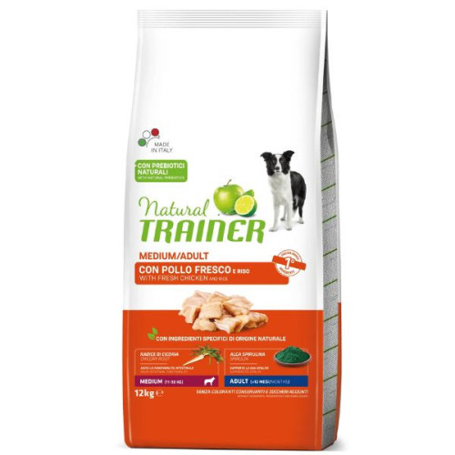 Natural Trainer Adult Medium con Pollo Fresco e riso 12 Kg