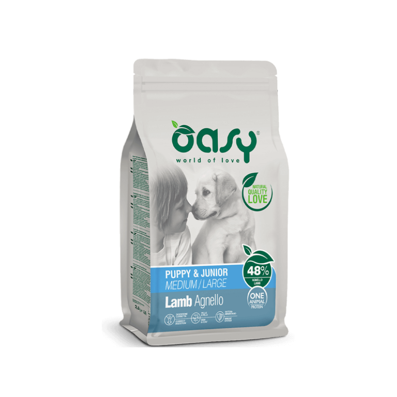 Oasy Monoproteico per Cane Puppy e Junior Medium/Large con Agnello 12 kg