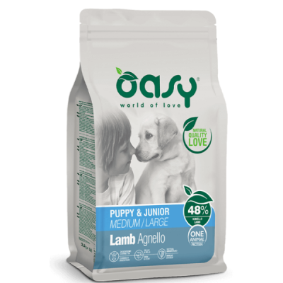 Oasy Monoproteico per Cane Puppy e Junior Medium/Large con Agnello 12 kg