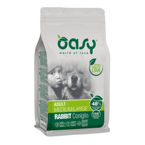 Oasy Monoproteico per Cane Adult Medium/Large con Coniglio da 12 kg