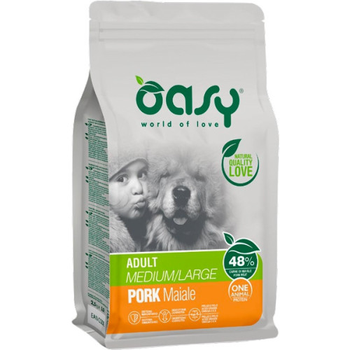 Oasy Monoproteico per Cane Adult Medium/Large con Maiale da 12 kg