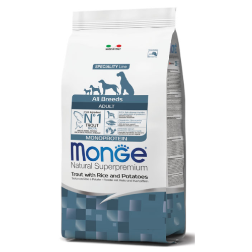 Monge Natural Superpremium All Breeds Adult Trota con riso e patate 12,5 kg