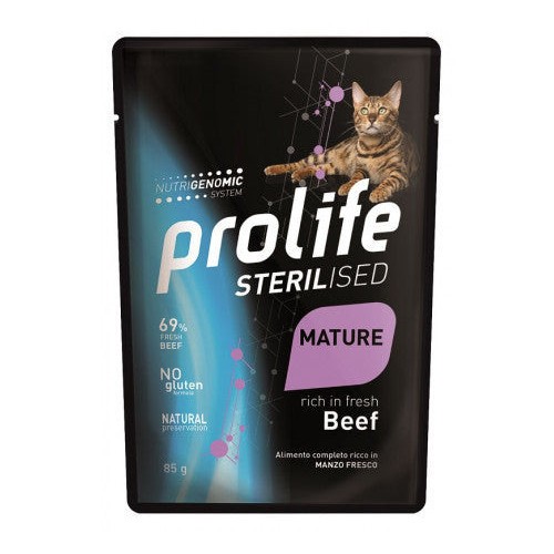 Prolife Sterilised Mature per Gatti Anziani con Manzo da 85 gr